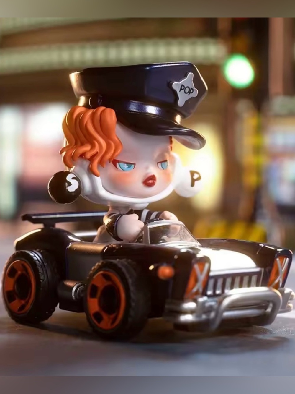 Pop Mart Super Track Series- Skullpanda Vintage Police Car. Discontinued.